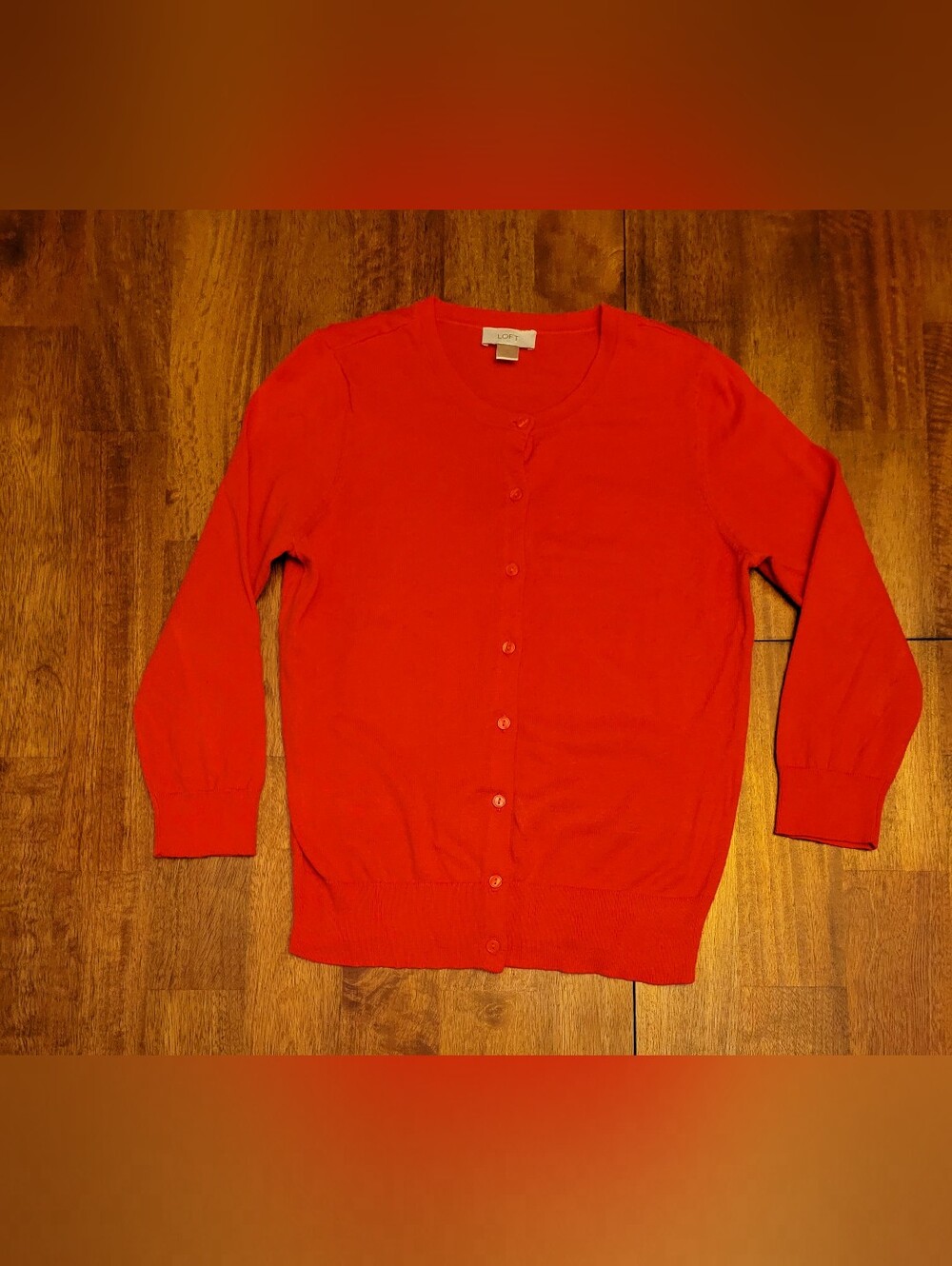LOFT Red Button-Up Cardigan Sweater